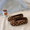 Sheepskin Version~ Sweet Wind Bow Polka Dot Ballet Shoes Women'S FlatSoled Ladyshoes Round Head One Pedal Commuter Shoes