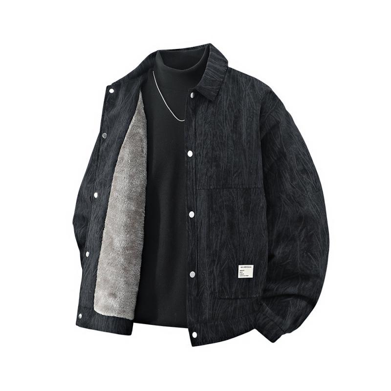 New Arrival Men's Plus Size Corduroy Jacket: XL Loose Fit, Trendy Lapel Shirt Style