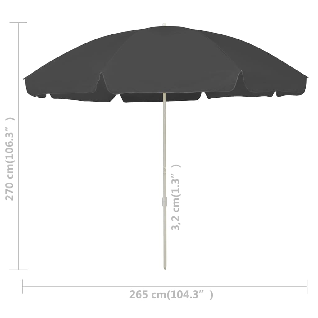 Beach Umbrella Anthracite 300 Cm