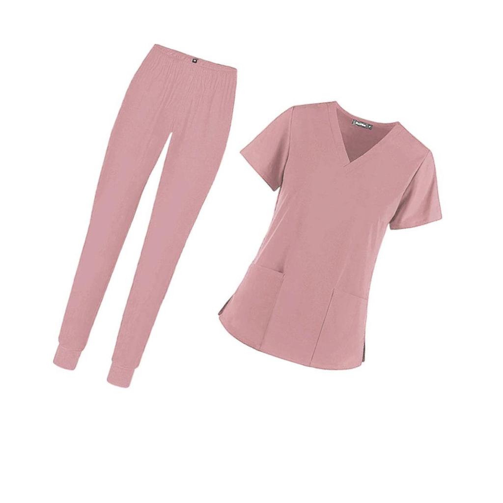 Comfortable V-Neck Nursing Scrub Set Breathable and Slim 2 Pockets