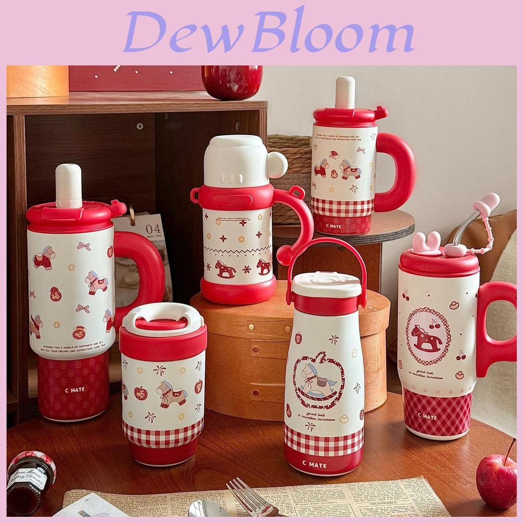 Year Of The Horse Portable Thermos Mug With Ceramic Inner And Travel Cap For Outdoor Use