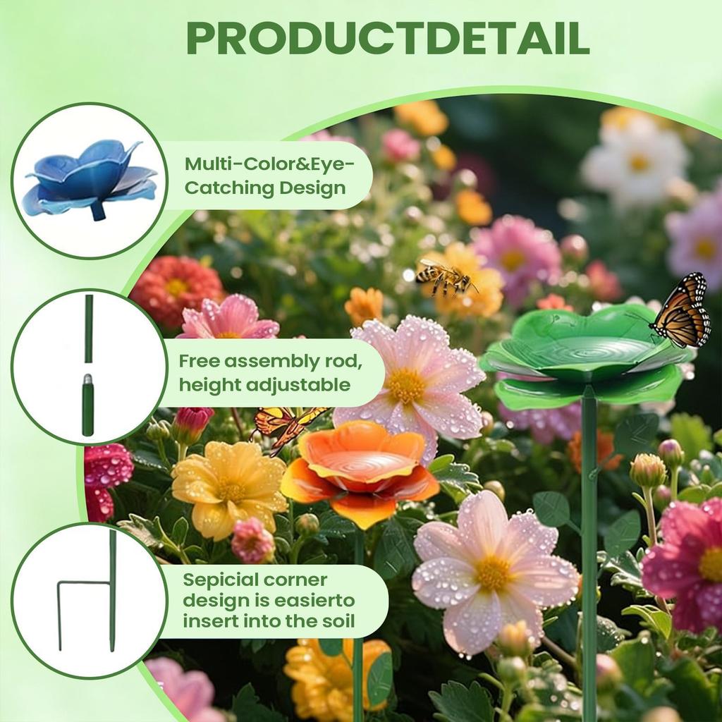 Bee Cup for Garden Colorful Resin Flower Shaped Butterfly Bowl Bee Feeder Cups Hydration Watering Stations for Outdoor Porch