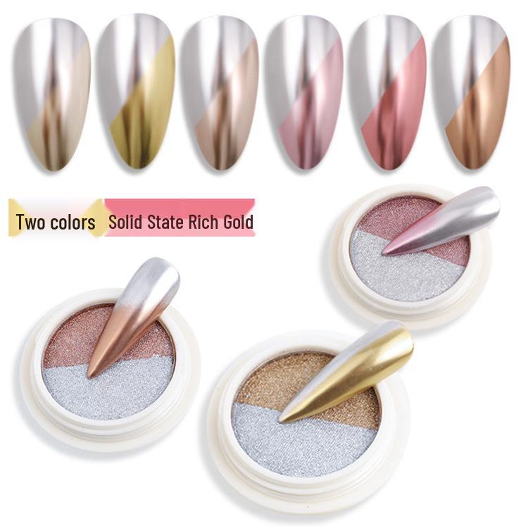 Nail Art Two-Color Solid Powder: Gold & Silver Super Shiny Titanium Glow