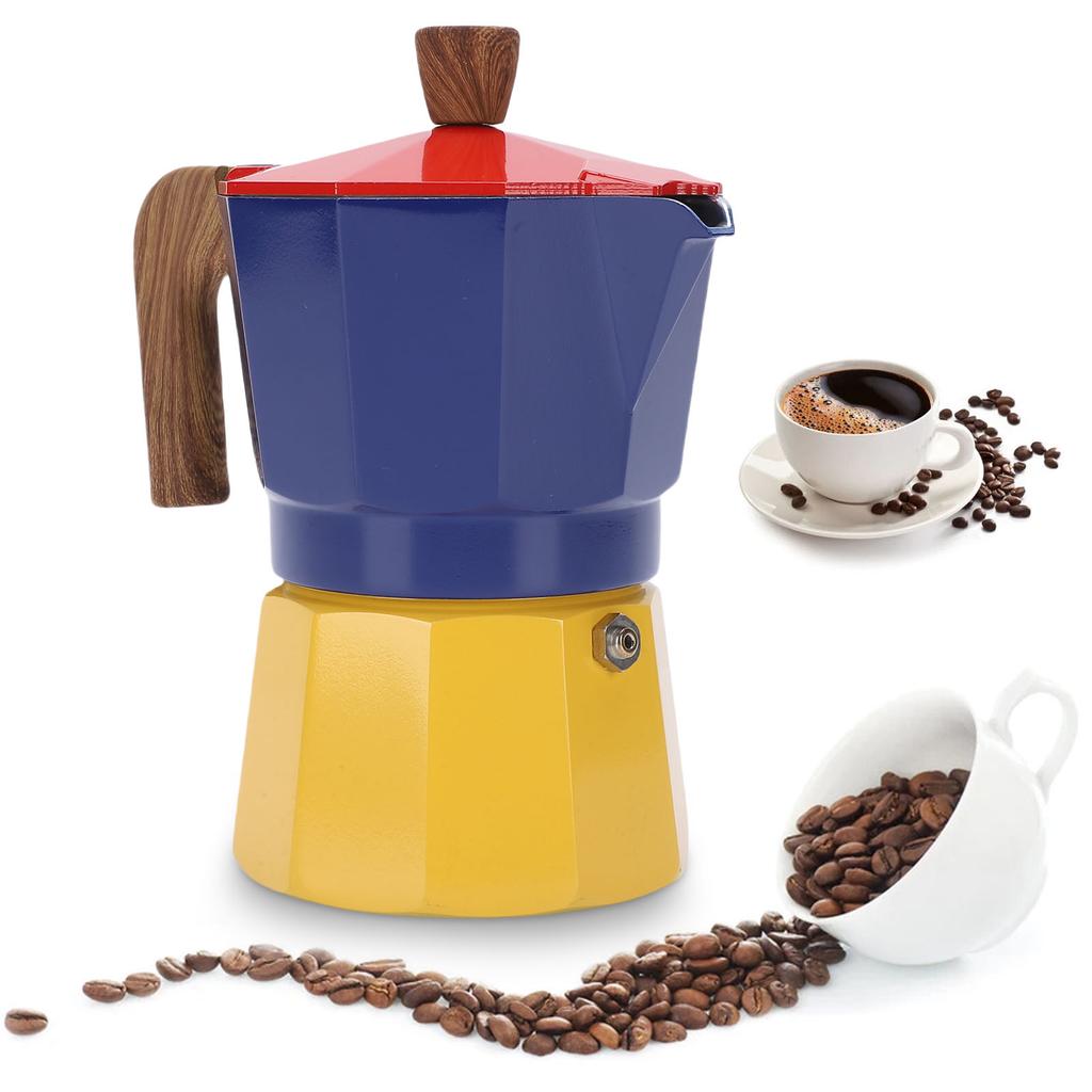 Italian Coffee Maker 150ml 3 Cups Aluminum Single Valve Portable Stovetop Coffee Maker Pot for Cuban Cafe Home Brewing Camping