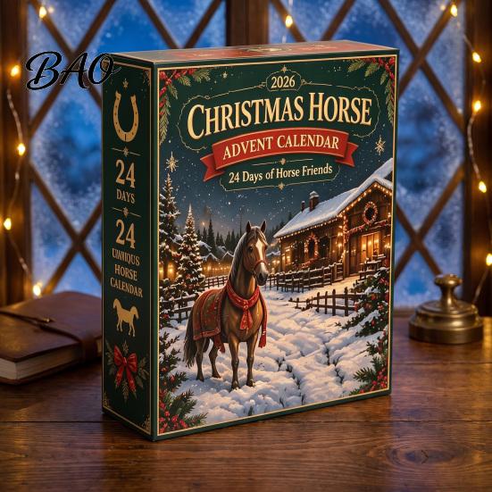 Acrylic Ornament Set Christmas Pony Advent Calendar, 24-Day with Mini Birthday Gifts for Children Horse Figures, Tree Hanging Countdown Decor,