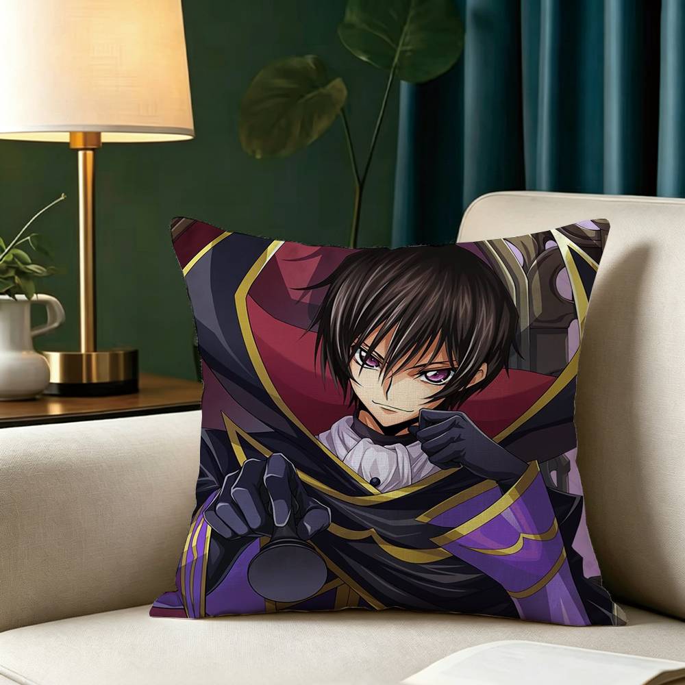 Anime CODE GEASS L-Lelouch R-Rebellion Pillow Case Square Double-Sided Sofa Cushion Cover Bedroom Bedside Pillow