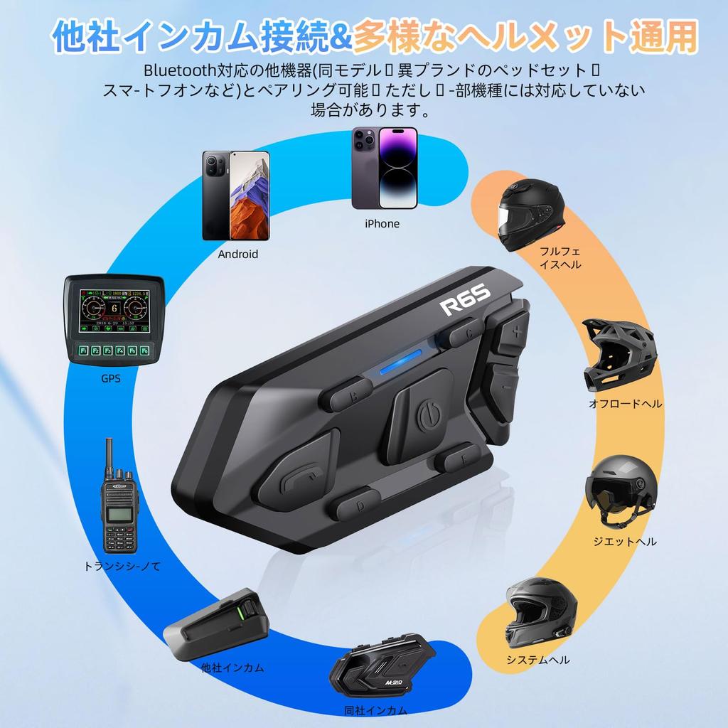 WAYXIN R6S Motorcycle Helmet Simultaneous 1500m Communication 50H Continuous Qualcomm Bluetooth Quadruple Noise Siri HIFI Sound IP67 Waterproof and