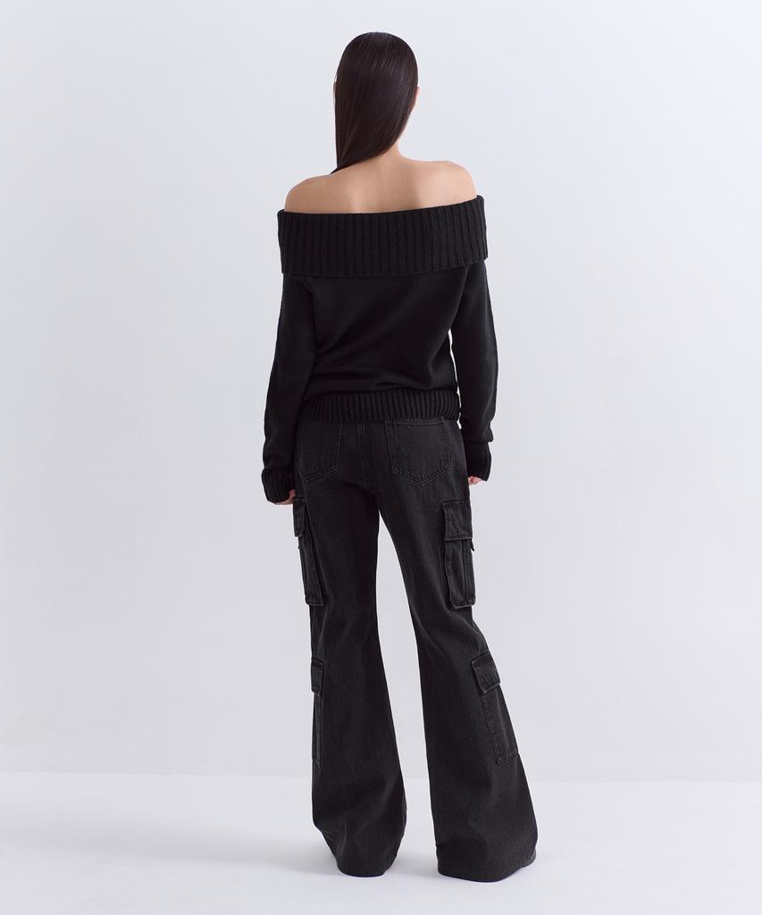 MUSINSA STANDARD WOMAN Women'S Semi-Bootcut Multi-Cargo Denim Pants [Washed Black]