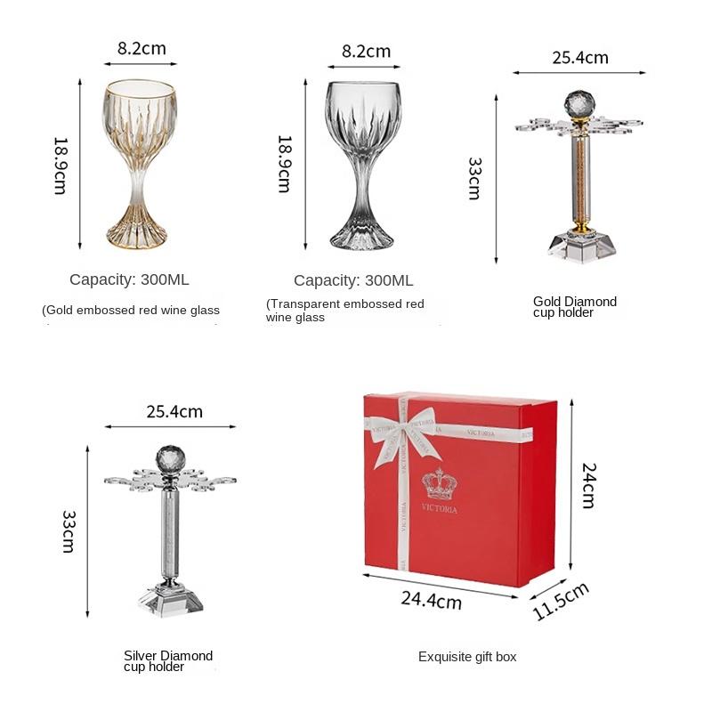 High-end rødvinsglassett, hjemmekrystallvinglass, høyfotet glass