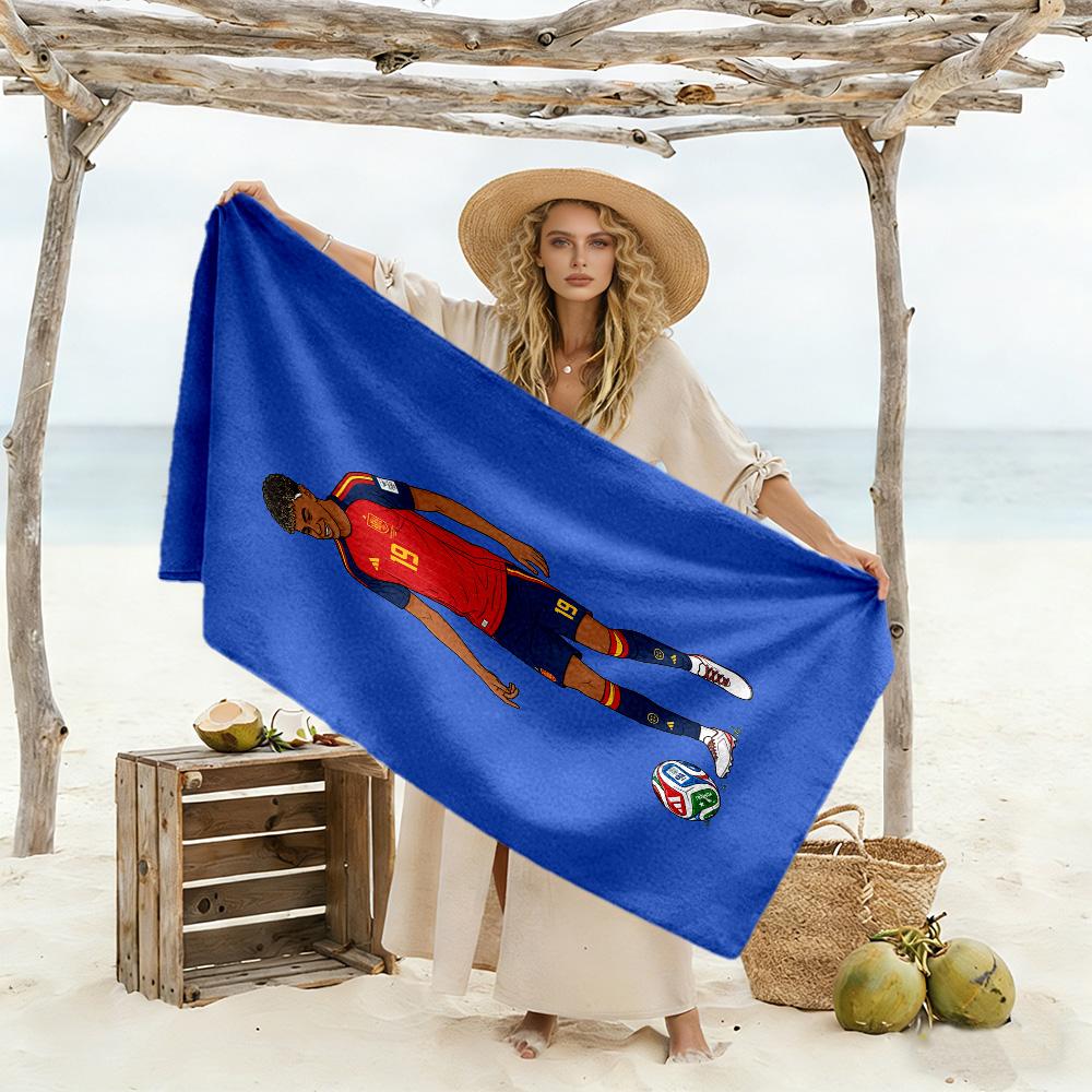 Lamine Yamal Spain Soccer Player Beach Towel Super Soft Microfiber Quickdry Fabric Comfortable Lightweight