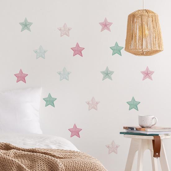 6 Pcs Boho Star Wall Stickers, Neutral Beige and Brown Waterproof Aesthetic Stickers, Removable Self-Adhesive Nursery Bedroom Living Room Home