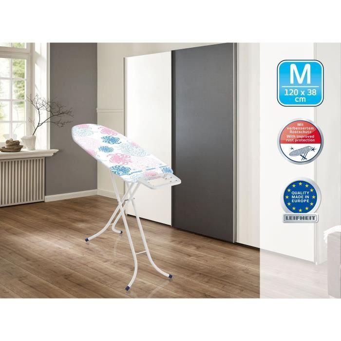 Table à repasser Leifheit Classic M Basic 72577, table de repassage avec hauteur réglable de 69 à 88 cm, housse en cotton, 120x38cm