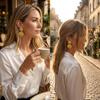 Boho 3D Floral Dangle Earrings for Women Stainless Steel Layered Metal Flower Daisy Drop Earring Beach Party Waterproof Jewelry