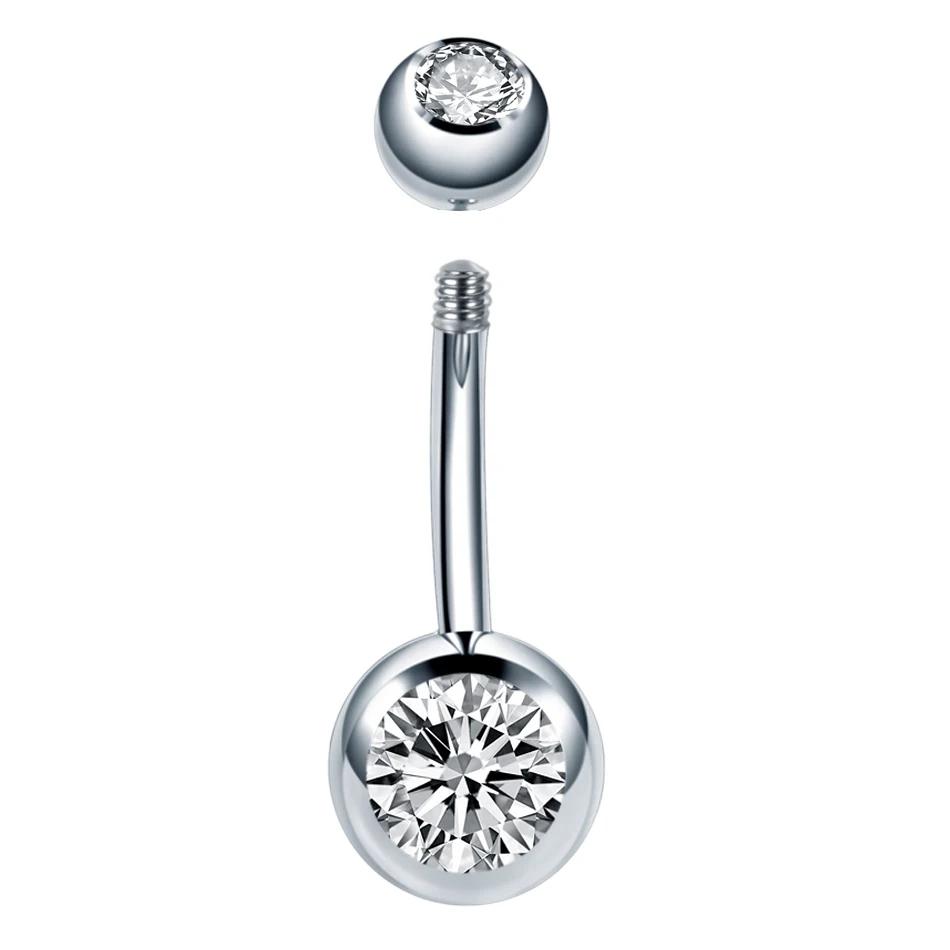 10Pcs/lot G23 Titanium Belly Button Piercing Navel Earring Goth Crystal Belly Piercing Jewelry for Sexy Women Navel Piercing 14G