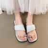 Korean Version Trendy Cover Toe Cool Slippers Women's Outer Wear Summer 2025 French Solid Color Thin New Flat Bottom Fashion with Skirt