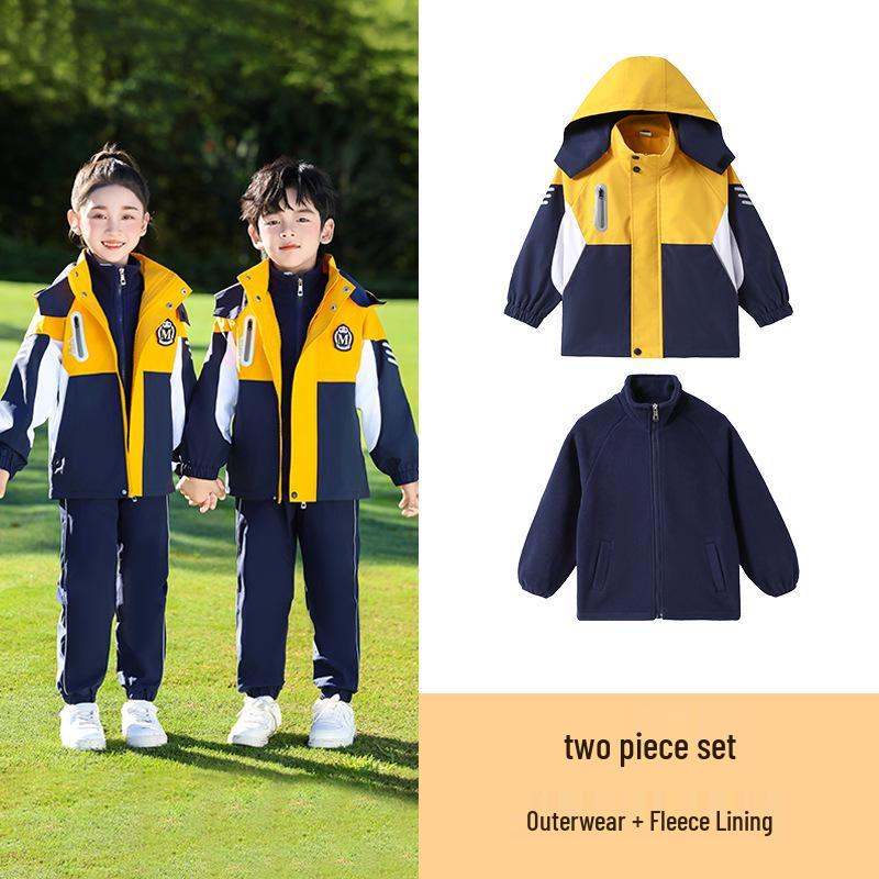 Elementary School Spring/Autumn Windbreaker & Winter Three-Piece Uniform Set