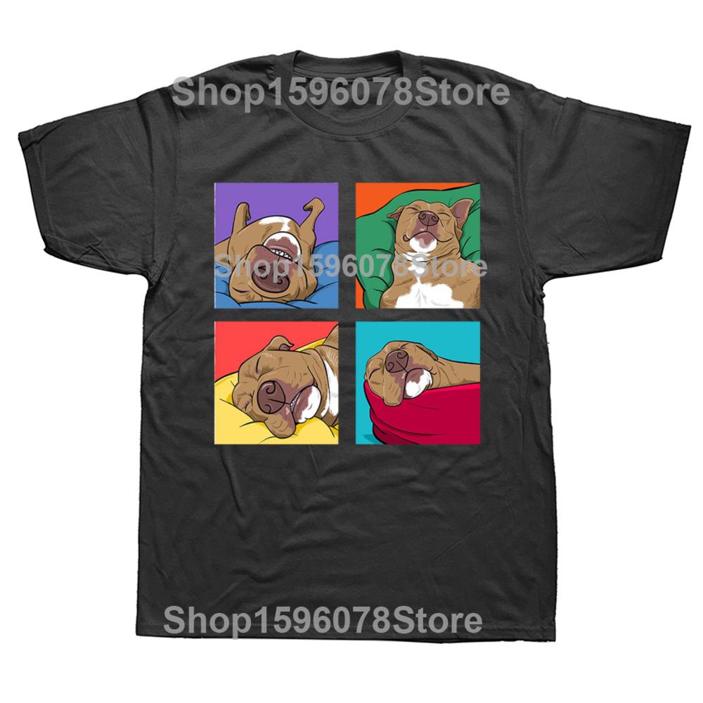 Funny Pitbull Lazy Gift for Dog Love T Shirts Graphic Cotton Streetwear Short Sleeve Birthday Summer Style T-shirt Mens Clothing