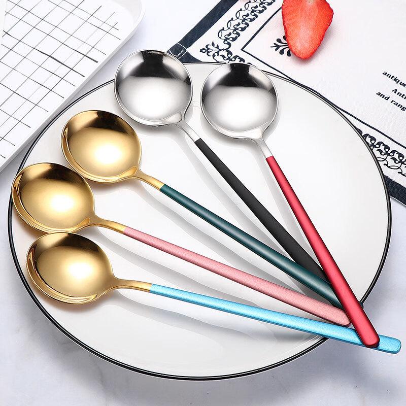 Zhishi Pink Silver Round Spoons 3-Pack