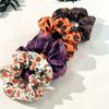 Fluffy Hair Scrunchies Halloween Ties, High Elasticity Scrunchies, Soft Stretchy Bands with Ghost Witch Hat Tie Bat Spider Web Design,