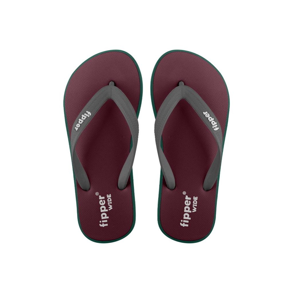 [Fipper] Wide Flip-Flops Maroon Grey [Flip-Flop] [Shipped from Korea] 100% Authentic
