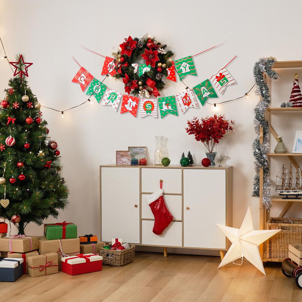1 adet Set 9.8ft Kırmızı Beyaz Yeşil Kağıt Kart Tebrikler Afişi Noel İçin Özel Afiş Doğum Günü Afişi Harf Afişi