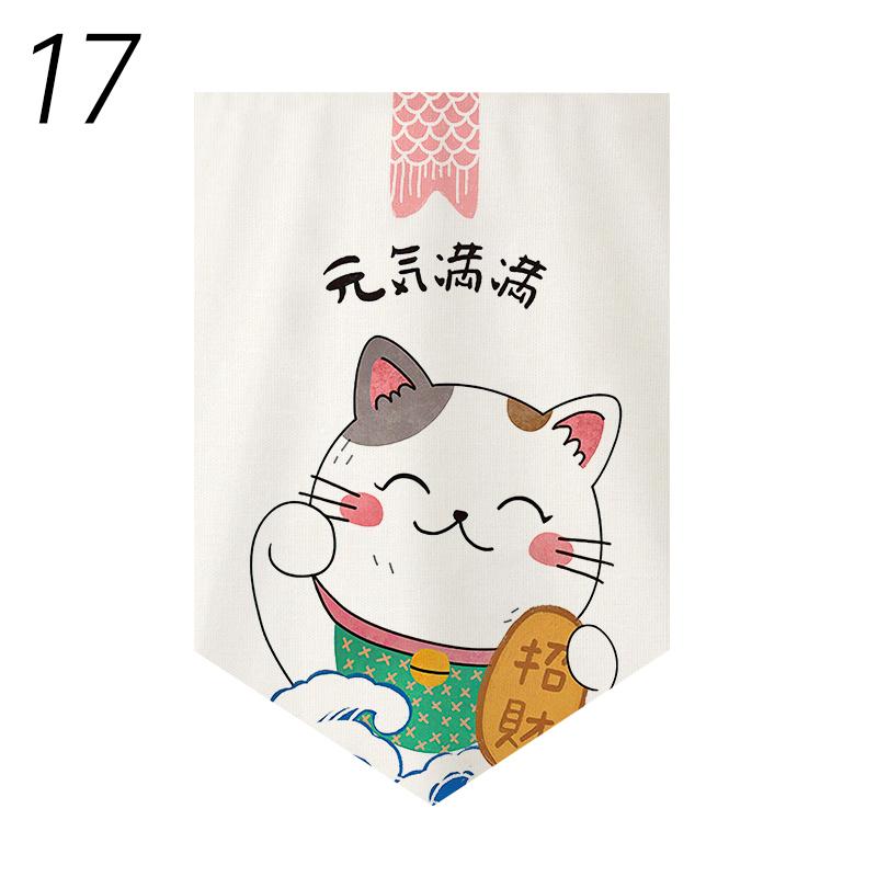 Japanese Style Short Curtain Luck Cat Printed Triangle Flag Kitchen Partition Restaurant Half Curtain Izakaya Sushi Shop Decor