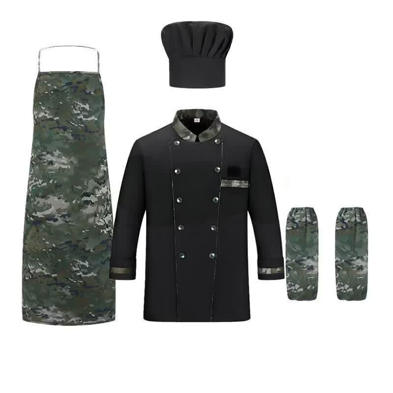 Yuetusen Outdoor Anti-Static Camouflage Chef Uniform Set L