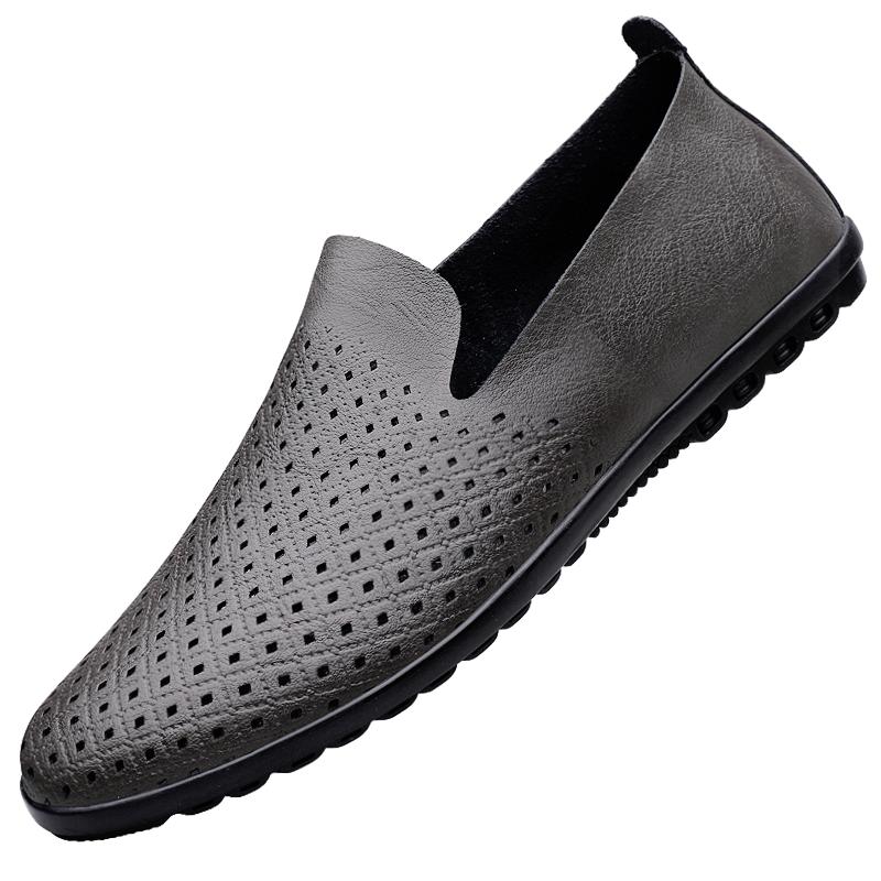 Genuine Leather Men Shoes Casual Formal Mens Loafers Moccasins Italian Summer Breathable Slip On Male Boat Shoes Over Size 50 51