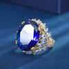 Two-color Old Money Wind Court Ring Woman, Imitation Sapphire Magazine High-end TikTok Super