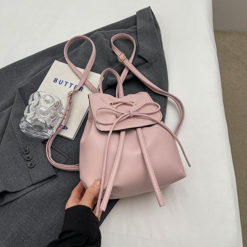 Korean Version Bow Double Shoulder Small Bag Women 2025 New Trendy Korean Backpack Cute Portable Shoulder Bag Schoolbag