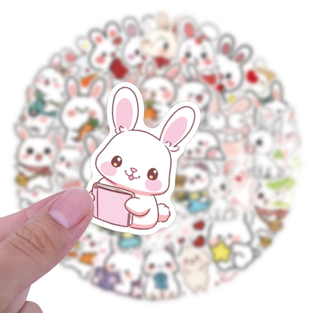 60 Cute Rabbit Cartoon Stickers: Waterproof Decorations for Planners, Water Bottles, and Computers