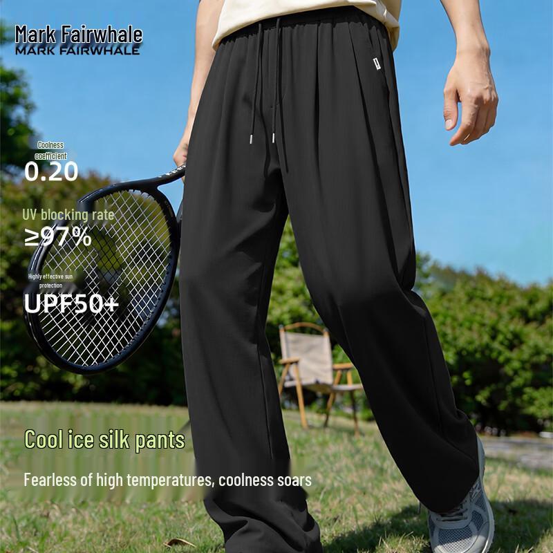 

Mark Fairwhale Men s Ice Silk Wide-Leg Casual Pants L