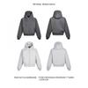 Unisex Oversized Box Fit Hooded Zip-Up Sweatshirt Solid Color Casual Pullover