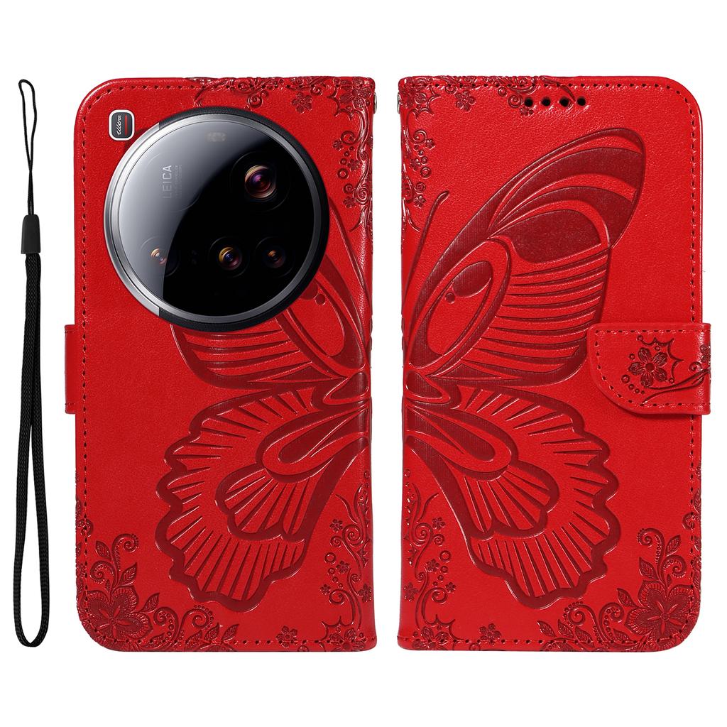 For Xiaomi 15 Ultra Case Butterfly Pattern PU Leather Folio Flip Phone Cover -  Green