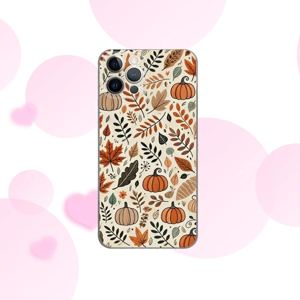 Autumn leaves pumpkin Phone Case For iPhone 16e,16,15,14,13,12,11 Plus,Pro,Max,XR,XS,X,Plus,SE,Mini Transparent Soft Cover iPhone12mini