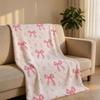 Pink Bow Set Throw Short Plush Throw Blanket Soft Skin-Friendly Multi-Scene Home Office