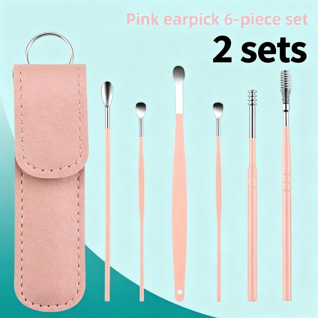 Ear Cleaning Tool Stainless Steel Ear Pick Kit &1Pc Storage Bag Earwax Remover Tool