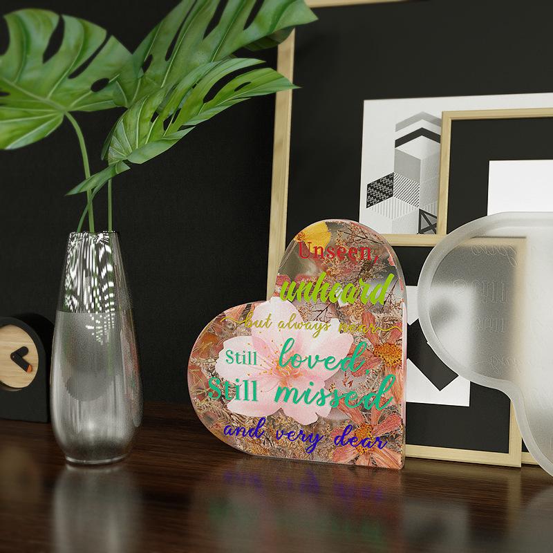 Poppy Crystal Epoxy Resin Heart-Shaped Aroma Tree Memorial Plaque Silicone Mold.
