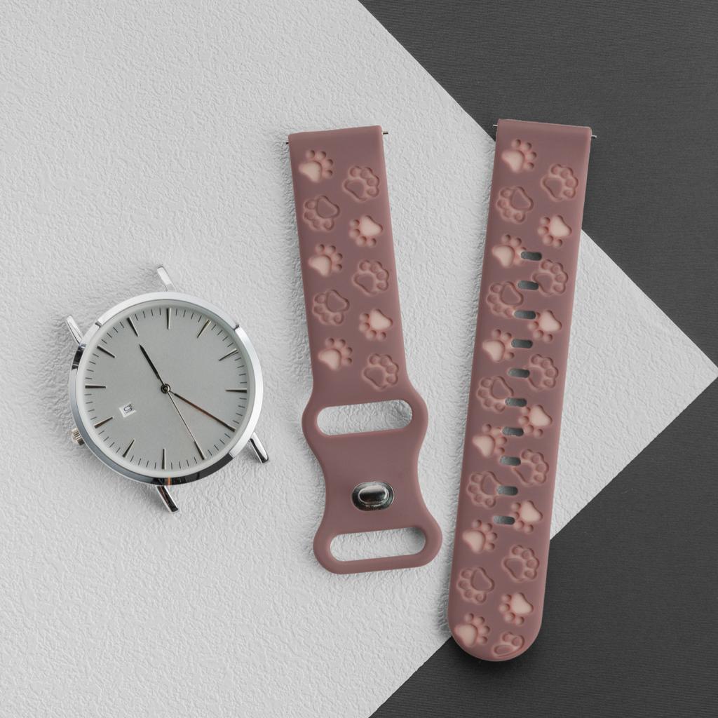 20mm Two-tones Silicone Strap for Samsung Galaxy 7/6/5/4 5pro 4/6classic Soft Sports Band for Huawei GT3/2 42MM Cat Paw Pattern