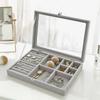 New Velvet Glass Ring Earring Jewelry Display Organizer Box Tray Holder Storage Case Amagi