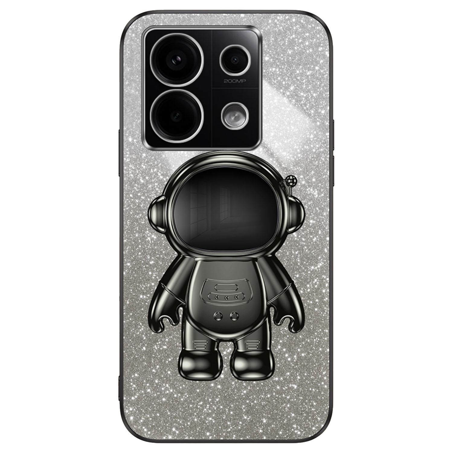 

For Xiaomi Poco X6 5G/Redmi Note 13 Pro 5G Case Electroplating Astronaut Kickstand Phone Cover Black