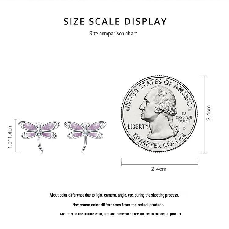 Avle S925 Sterling Silver Dragonfly Earrings with Pink Zircon and Exquisite Hollow Design, SCE1414