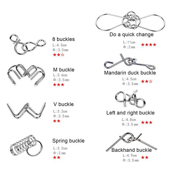 8Pcs/Set Metal Wire Puzzle Educational Montessori IQ Carbon Steel Mind Brain Teaser Stress Reliever Toys