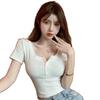 Women's Rose Red Slim Fit Short-Sleeve Crop Top - Stylish & Youthful Summer Essential