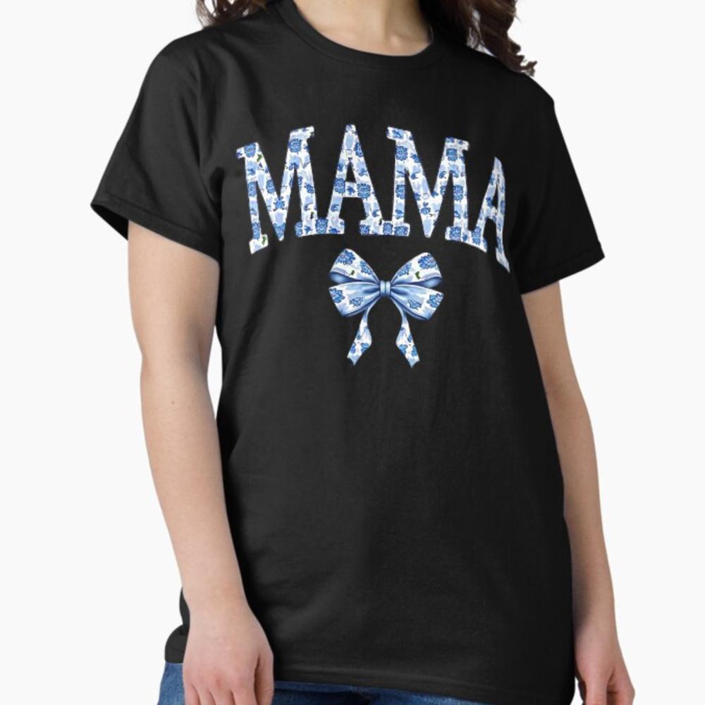 Mama Coquette Toile Blue Bow Floral Family Matching T-Shirt Unisex T-Shirt