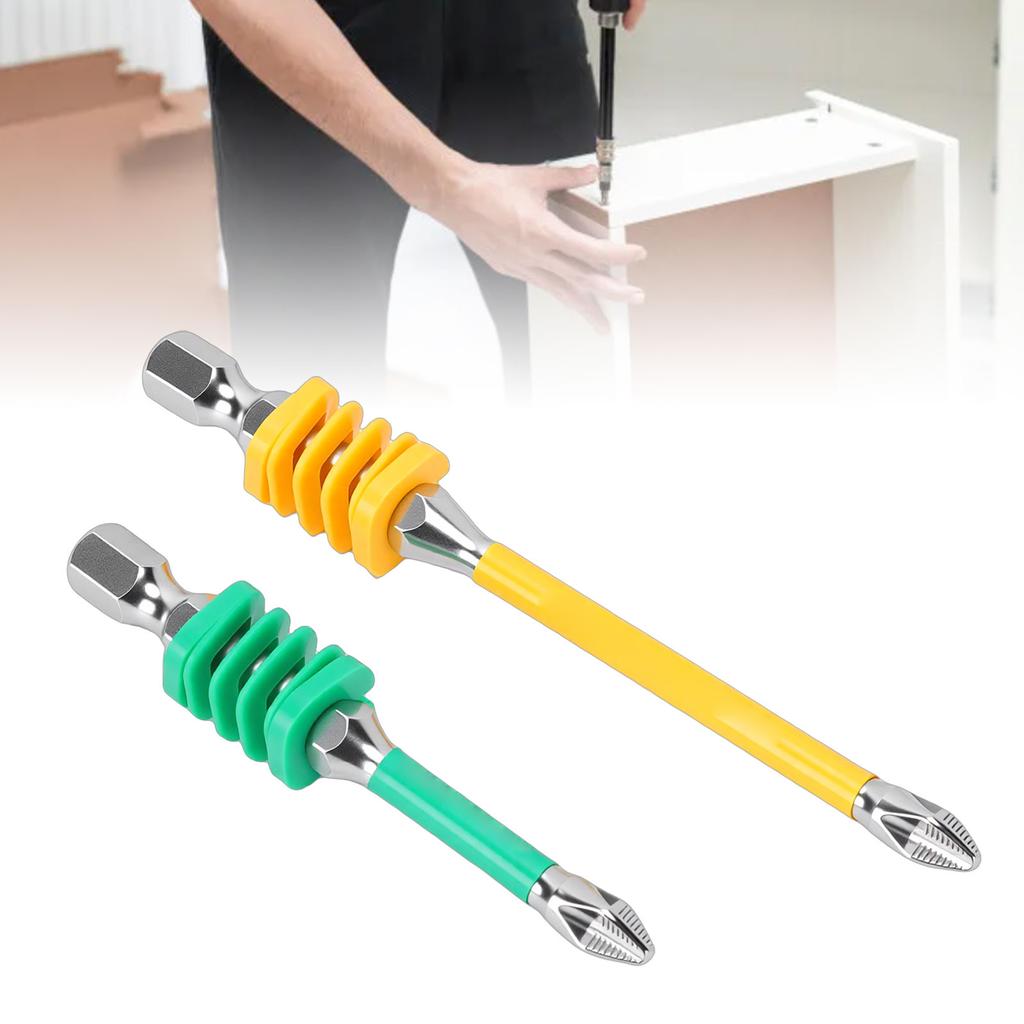 2Pcs Spring Loaded PH Screw Driver Bits Non Slip Magnet Tip 1Celsius4in Hex Shank Proof Steel for Electricians Power Drill Hand Tools 65mm 9