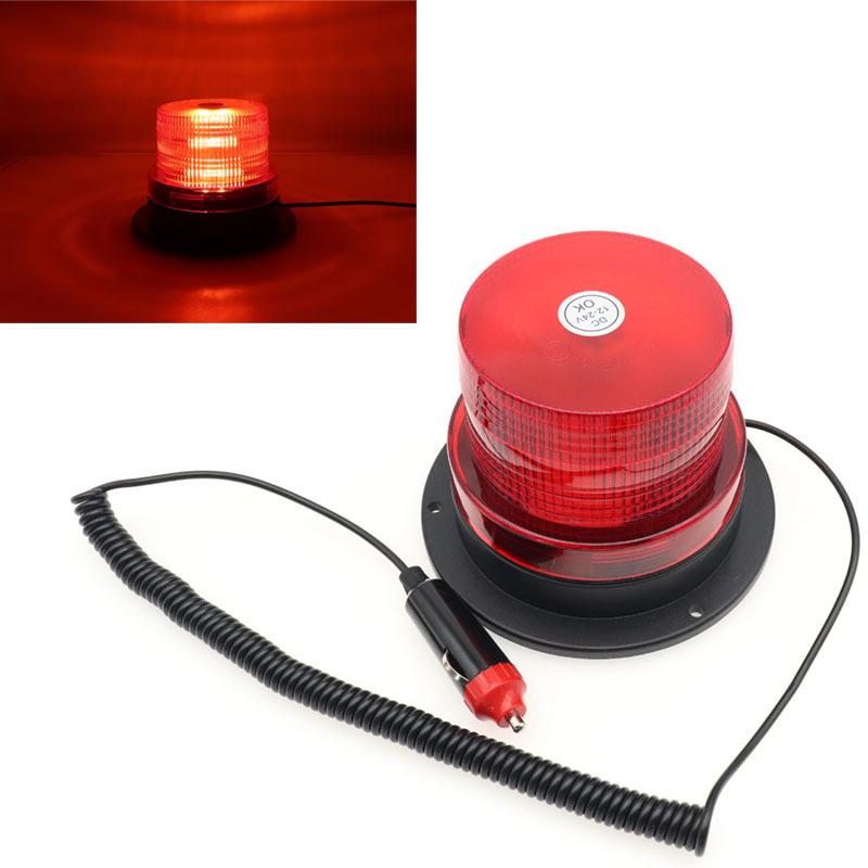 12V-24V Magnetic Car LED Strobe Warning Light Emergency Vehicle Beacon Lamp Orange Blue Red Rotating Traffice Indication Flash