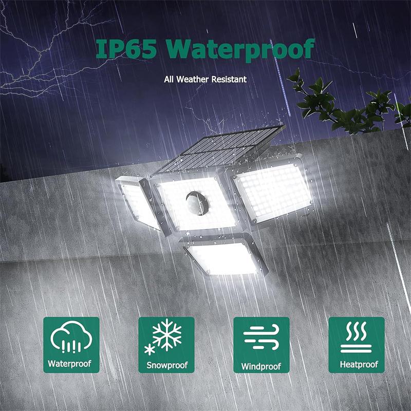 Solar Motion Sensor Flood Lights Outdoor, 283LED 3 Lighting Modes, 3 Head 360° Illumination IP65 Solar Security Lights for Porch