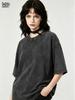 Damen Gewaschenes T-Shirt Sommer Vintage Lässiges T-Shirt T-Shirts Damen Schwarz Säurewäsche Y2k Kurzarm Hip Hop Streetwear T-Shirts