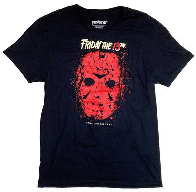 Freitag der 13. Jason Maske Camp Crystal Lake Herren Schwarzes T-Shirt